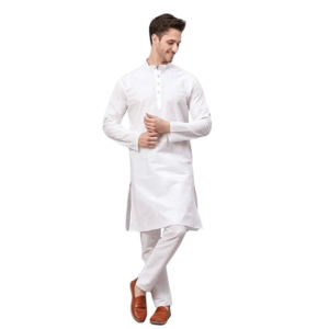 Stitchyard Men's Cotton Blend Solid Kurta pyjama